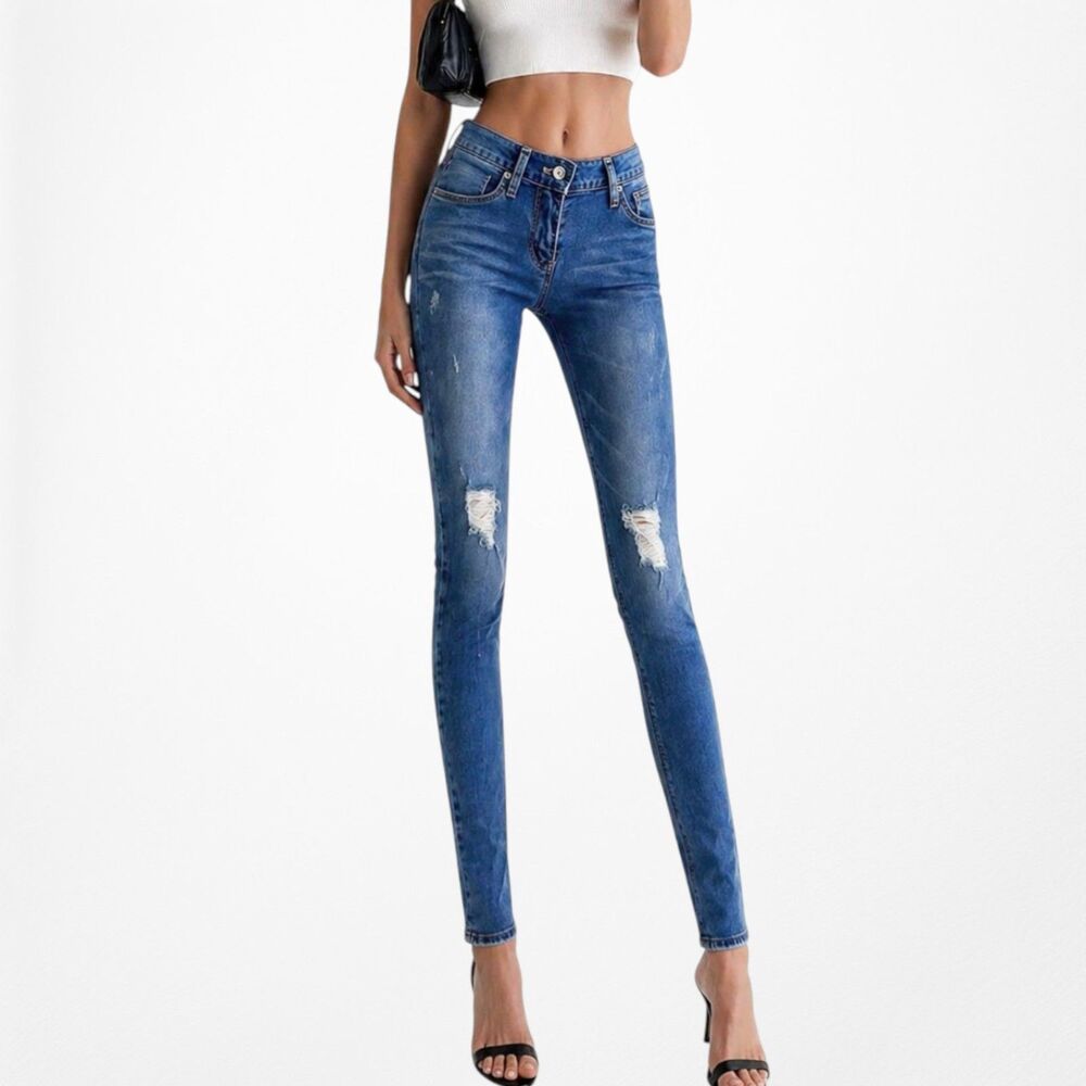 Vintage X Jeans Ripped Knee Distressed Mid Rise Skinny Denim Jeans Size XXS/XS